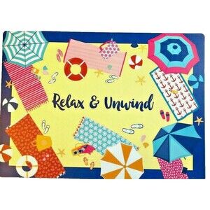 Beach Umbrellas Flip Flop Vinyl Foam Back Placemats Set of 4 Relax Unwind Summer